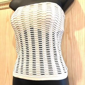 NWT White Mesh Tube Top with bra Insert.